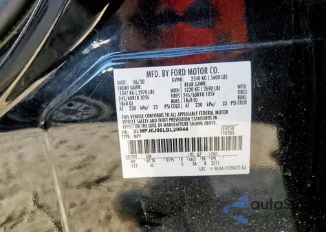 2020 Lincoln Nautilus из США, поврежденный, VIN 2LMPJ6J98LBL20844